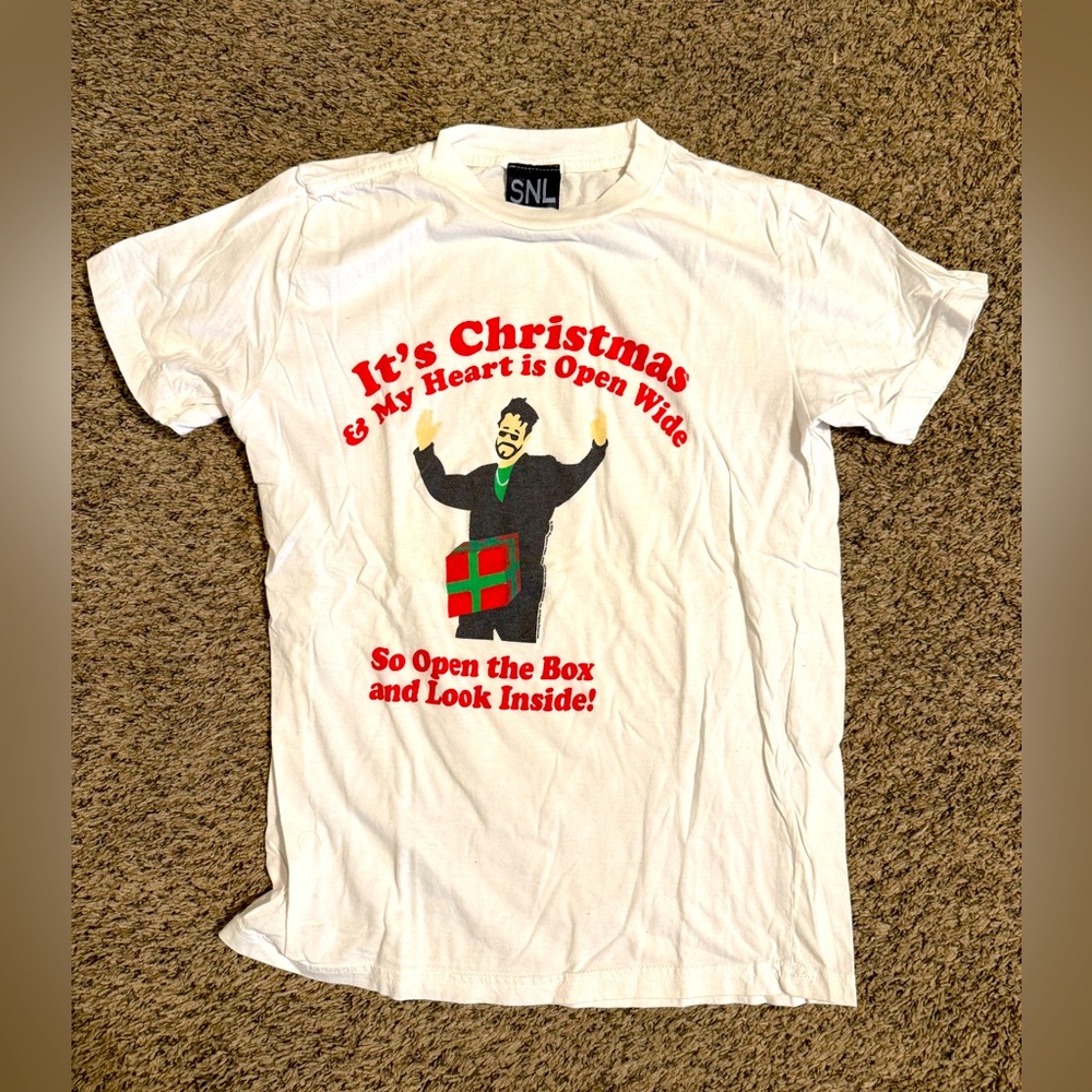 White SNL D*ck in a Box Christmas Graphic T-Shirt